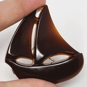 Vintage Resin Sailboat Brooch